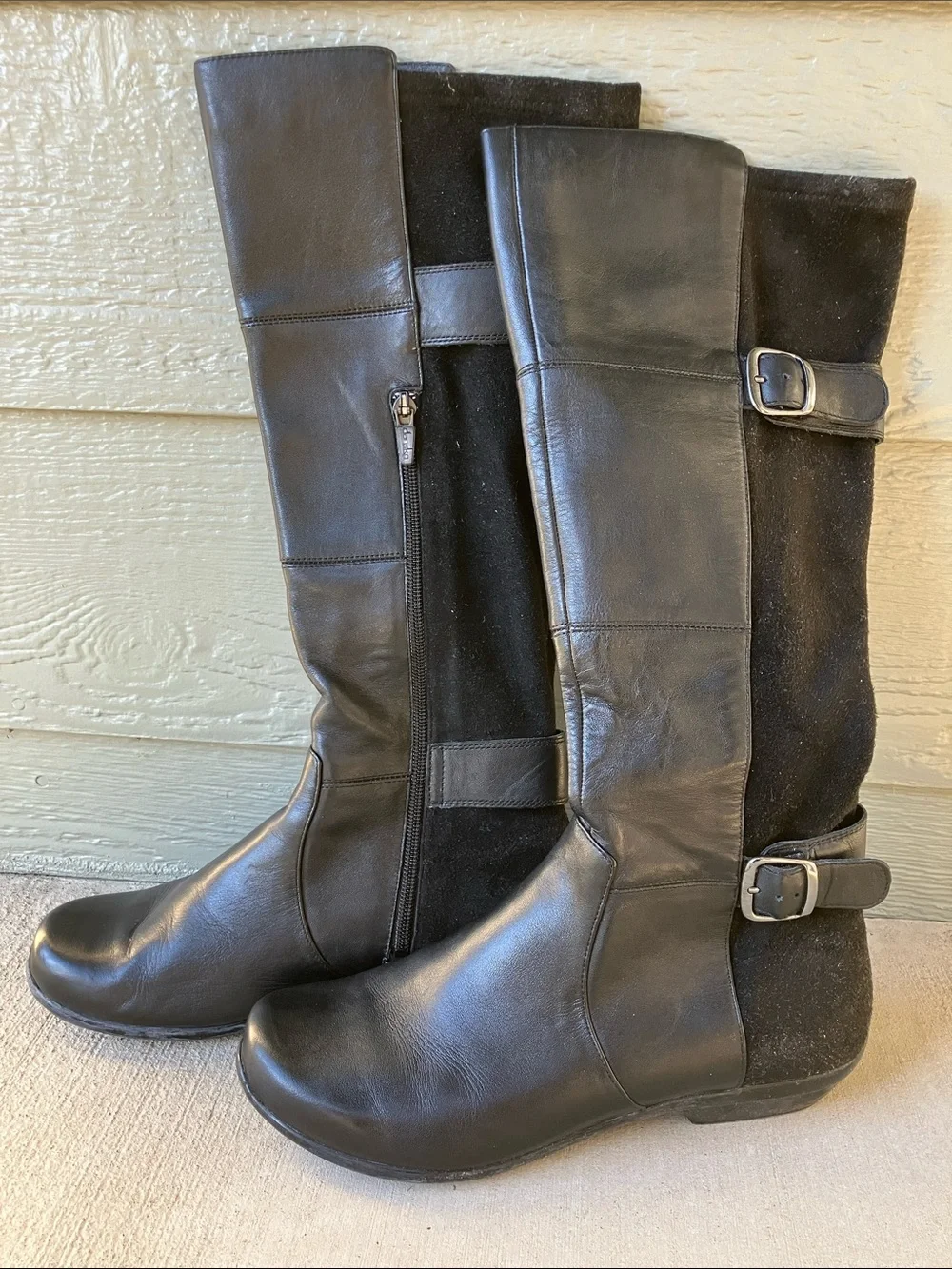 Dansko | Odessa Black Nappa Leather & Suede Tall Riding Boots